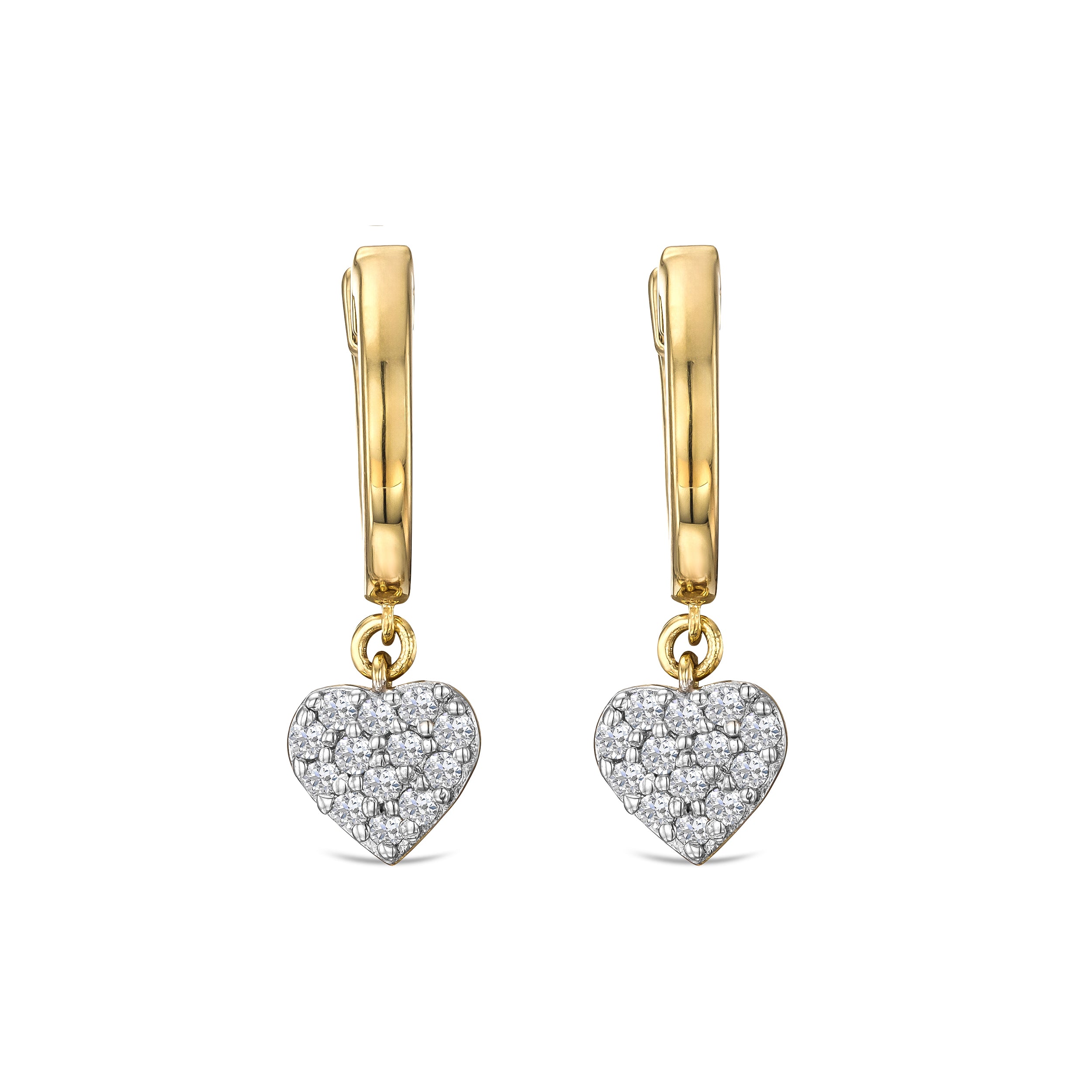 Heart Pave Drop Huggie Lab Diamond Earrings 0.29ct in 18k Gold Vermeil